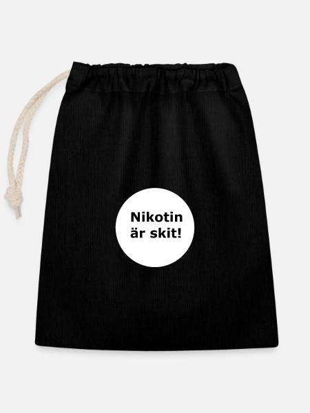 Nikotin ist Scheiße (Weißer Kreis) - Verschließbarer Geschenkbeutel aus Baumwolle (25x30cm) - Schwarz