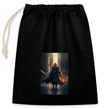 Villain Or Hero - Closable cotton gift bag (25x30cm) - black - Front