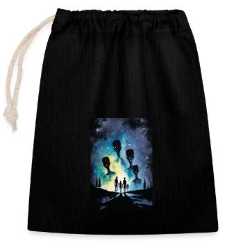 Aliens On The Rise In Watercolor - Closable cotton gift bag (25x30cm) - black - Front