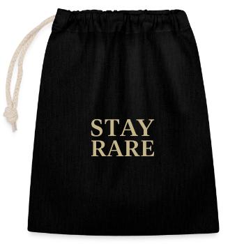 Motif à empattement Stay Rare - Sac cadeau en coton avec cordon (25 x 30 cm) - noir - Devant