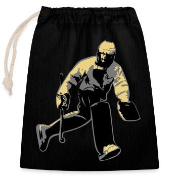 gardien de but - Sac cadeau en coton avec cordon (25 x 30 cm) - noir - Devant