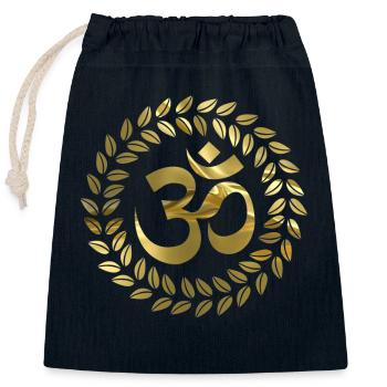 OM - Verschließbarer Geschenkbeutel aus Baumwolle (25x30cm) - Navy - Vorne