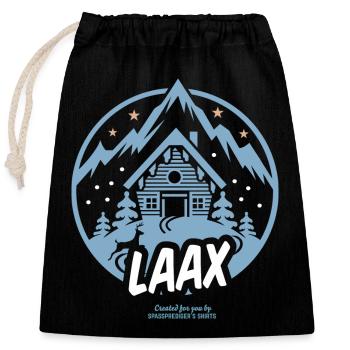 Laax ski resort Switzerland - Closable cotton gift bag (25x30cm) - black - Front