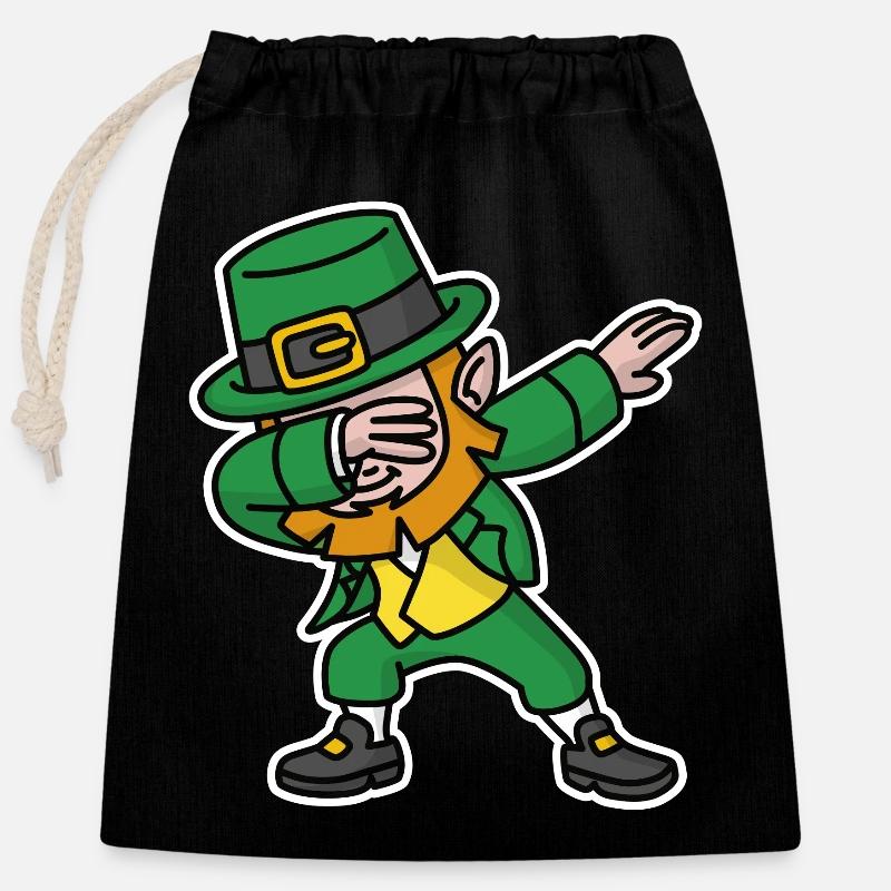 Dab dabbing leprechaun St. Patrick's day - Verschließbarer Geschenkbeutel aus Baumwolle (25x30cm) - Schwarz
