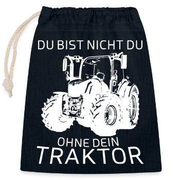 Du bist nicht du Ohne Dein Traktor - Verschließbarer Geschenkbeutel aus Baumwolle (25x30cm) - Navy - Vorne