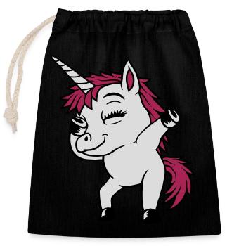 Party Unicorn Dabbing Dance - Closable cotton gift bag (25x30cm) - black - Front
