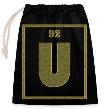Uran - U 92 - GOLD - Verschließbarer Geschenkbeutel aus Baumwolle (25x30cm) - Schwarz - Vorne