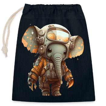 Éléphant en costume de pompier - Sac cadeau en coton avec cordon (25 x 30 cm) - bleu marine - Devant