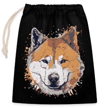 Akita - Closable cotton gift bag (25x30cm) - black - Front