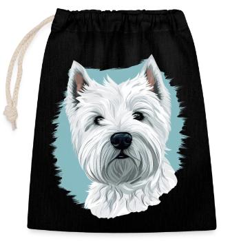 West Highland White Terrier - Closable cotton gift bag (25x30cm) - black - Front