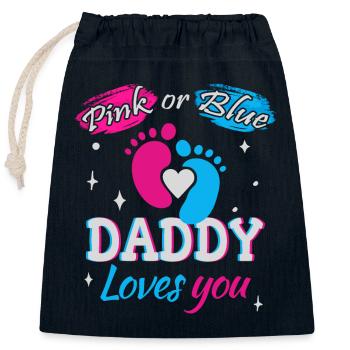 Rosa oder Blau, Papa liebt dich - Verschließbarer Geschenkbeutel aus Baumwolle (25x30cm) - Navy - Vorne