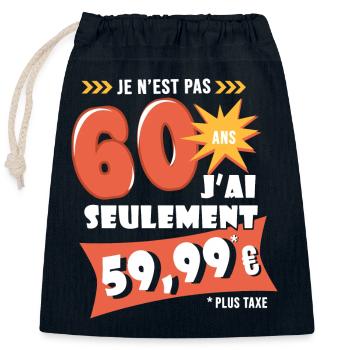 60 ans anniversaire humour 60e anniversaire - Sac cadeau en coton avec cordon (25 x 30 cm) - bleu marine - Devant