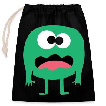 Monstre vert confus - Sac cadeau en coton avec cordon (25 x 30 cm) - noir - Devant