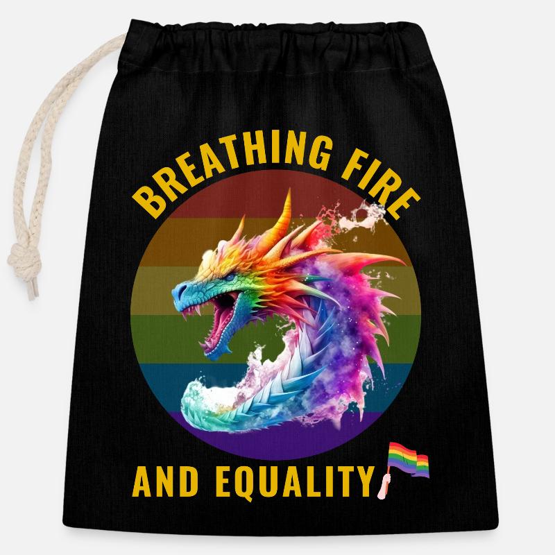 Gay pride - Breathing fire and equality - Gavepose av bomull med lukkemekanisme (25x30cm) - svart