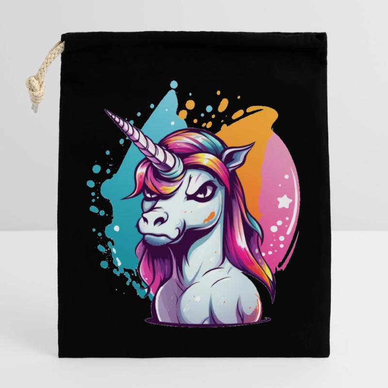 Grumpy Einhorn Verschließbarer Geschenkbeutel aus Baumwolle (25x30cm)