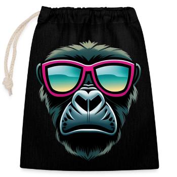 cool gorilla - Closable cotton gift bag (25x30cm) - black - Front