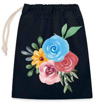 Fleurs watercolor simple - Sac cadeau en coton avec cordon (25 x 30 cm) - bleu marine - Devant
