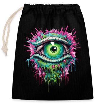 Psychedelic Eye Colorful LSD Drug Trip - Closable cotton gift bag (25x30cm) - black - Front
