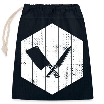 Knife Cleaver Drawing - Closable cotton gift bag (25x30cm) - navy - Front