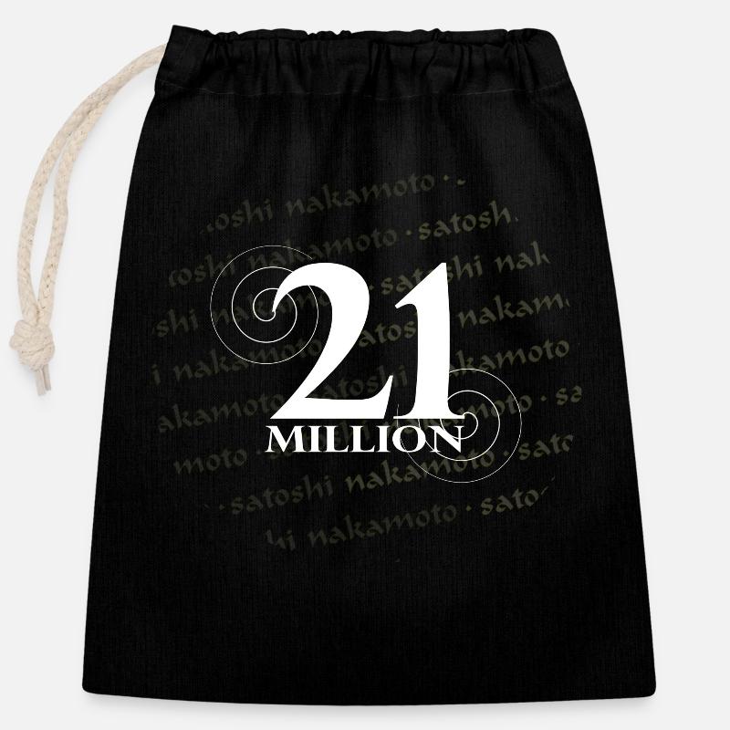 21 Million Bitcoin Tshirt Satoshi Nakamoto - Closable cotton gift bag (25x30cm) - black