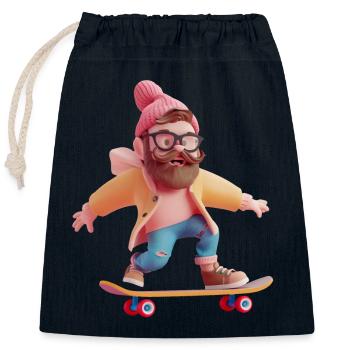 Cooler Skateboarder - Verschließbarer Geschenkbeutel aus Baumwolle (25x30cm) - Navy - Vorne