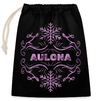 Gift for Aulona - Closable cotton gift bag (25x30cm) - black - Front