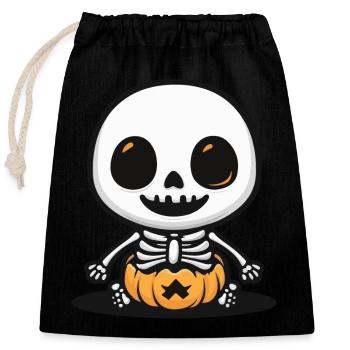 Skeleton Halloween - Closable cotton gift bag (25x30cm) - black - Front