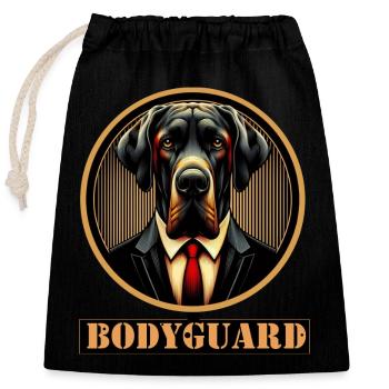 Bodyguard Dog in Suit - Closable cotton gift bag (25x30cm) - black - Front
