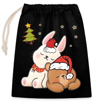 Weihnachten Tannenbaum - Verschließbarer Geschenkbeutel aus Baumwolle (25x30cm) - Schwarz - Vorne
