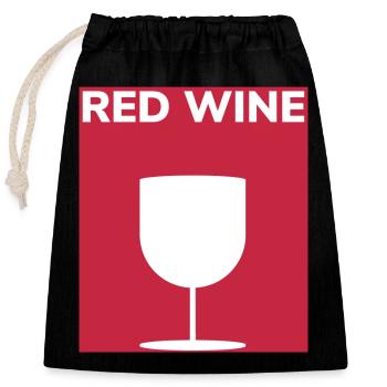 Gift for Red Wine, Lover - Closable cotton gift bag (25x30cm) - black - Front