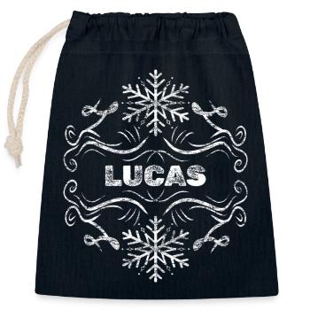 Geschenk für Lucas - Verschließbarer Geschenkbeutel aus Baumwolle (25x30cm) - Navy - Vorne