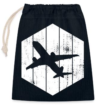 Airplanes Sketch - Closable cotton gift bag (25x30cm) - navy - Front