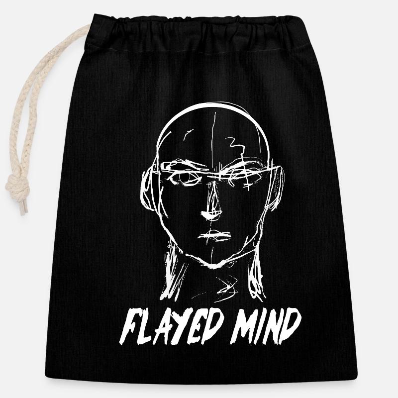 Flayed Mind White - Closable cotton gift bag (25x30cm) - black