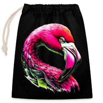 Flamingo - Closable cotton gift bag (25x30cm) - black - Front