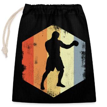 Dessin de boxeur vintage - Sac cadeau en coton avec cordon (25 x 30 cm) - noir - Devant