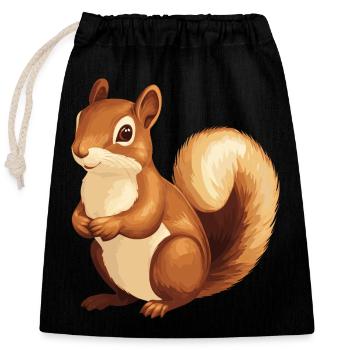 Écureuil - Sac cadeau en coton avec cordon (25 x 30 cm) - noir - Devant
