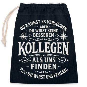 Cadeau d’adieu pour les collègues en changement d’emploi - Sac cadeau en coton avec cordon (25 x 30 cm) - bleu marine - Devant