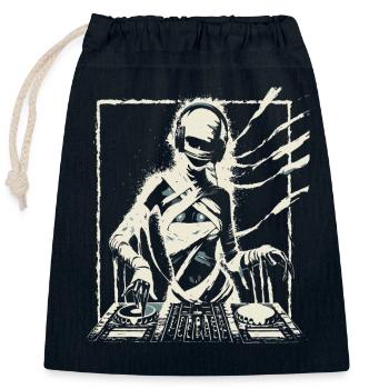 Futuristic DJ with Glitch Effects. - Closable cotton gift bag (25x30cm) - navy - Front