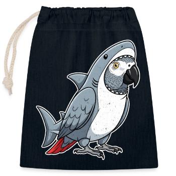 Cartoon Graupapagei Haifisch Kostüm - Verschließbarer Geschenkbeutel aus Baumwolle (25x30cm) - Navy - Vorne