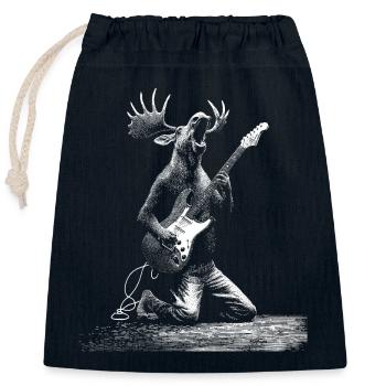 Rockender Elch mit E-Gitarre Geschenk Musikfans - Verschließbarer Geschenkbeutel aus Baumwolle (25x30cm) - Navy - Vorne