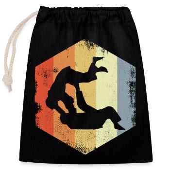Vintage Judo Kämpfer - Verschließbarer Geschenkbeutel aus Baumwolle (25x30cm) - Schwarz - Vorne