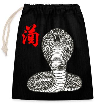 Cobra Asian - Closable cotton gift bag (25x30cm) - black - Front