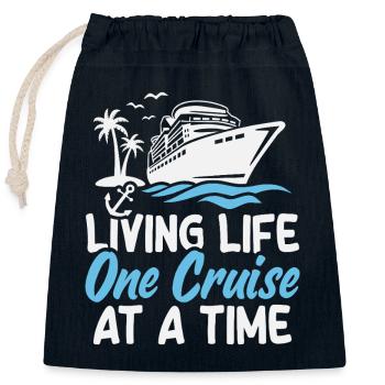 Kreuzfahrtschiff Sommerurlaub - Verschließbarer Geschenkbeutel aus Baumwolle (25x30cm) - Navy - Vorne