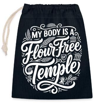 Flour Free Temple Gluten Free Humor - Closable cotton gift bag (25x30cm) - navy - Front