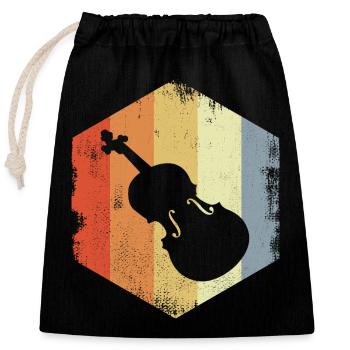 Vintage Violine Zeichnung - Verschließbarer Geschenkbeutel aus Baumwolle (25x30cm) - Schwarz - Vorne