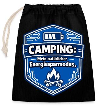 Mode camping économe d’énergie - Sac cadeau en coton avec cordon (25 x 30 cm) - noir - Devant