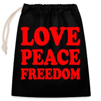 Love peace freedom - Sac cadeau en coton avec cordon (25 x 30 cm) - noir - Devant