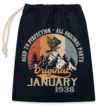 86 years of greatness since January 1938 - Closable cotton gift bag (25x30cm) - navy - Front
