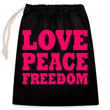 Love peace freedom - Sac cadeau en coton avec cordon (25 x 30 cm) - noir - Devant