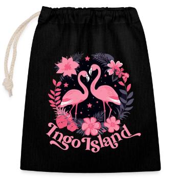 Chemise Flamingo pour les amis romantiques de vacances - Sac cadeau en coton avec cordon (25 x 30 cm) - noir - Devant